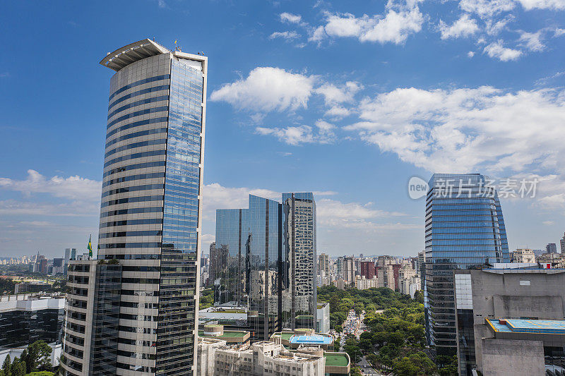 Berrini Avenue Business buildings in a sunny day, São Paulo